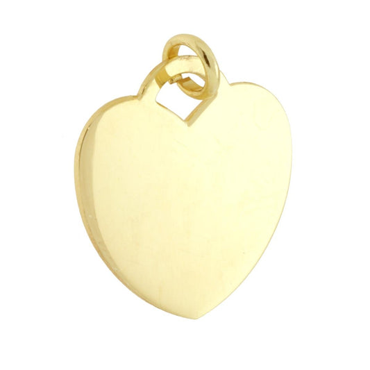 Herz-Plättchen Anhänger zur Gravur, 22 mm, Silber 925, Gold galvanisch beschichtet - MeinSchmuckShop