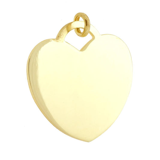Herz-Anhänger Plättchen Medaillon zum Gravieren, 27 mm, Silber 925, vergoldet - MeinSchmuckShop