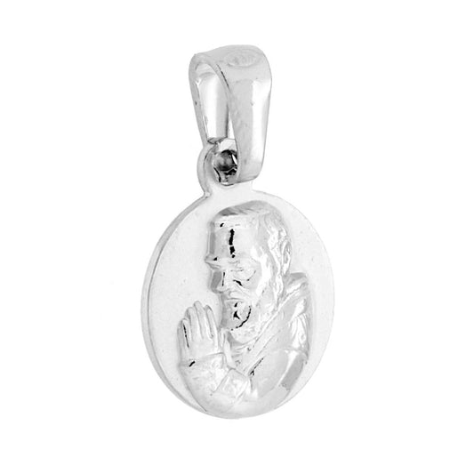 Runder Medaillon‑Anhänger mit Padre Pio aus Silber 925, galvanisch rhodiniert - MeinSchmuckShop