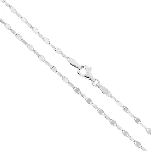 Kette Forzatina mit Spiegel-Diamantierung, Querschnitt 2,4 mm, Länge 45 cm, Silber 925, galvanisch rhodiniert. - MeinSchmuckShop