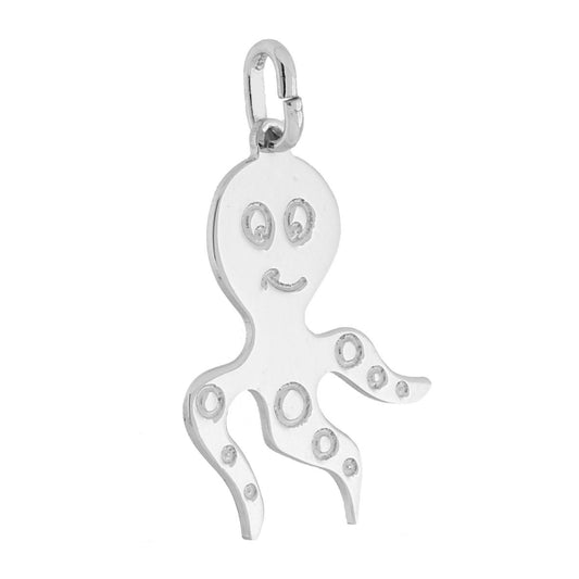 Anhänger: Oktopus-Plättchen aus 925er Silber, rhodiniert galvanisch - MeinSchmuckShop