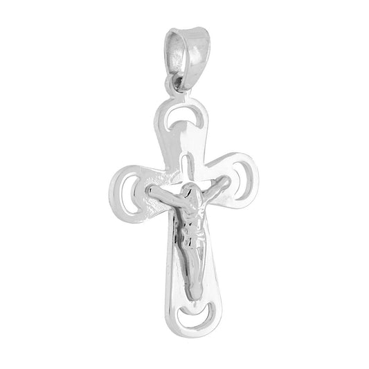 Kreuzanhänger mit Jesus Christus aus Silber 925, galvanisch rhodiniert. - MeinSchmuckShop