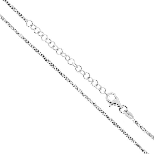 Koreanische diamantierte Kette, Querschnitt 1,6 mm, Länge 50+5 cm, Silber 925, rhodiniert (galvanisch) - MeinSchmuckShop