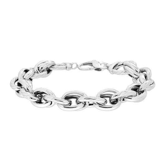 Armband Forzatina-Kette Multimaglia aus 925er Silber mit Rhodium-Beschichtung - MeinSchmuckShop