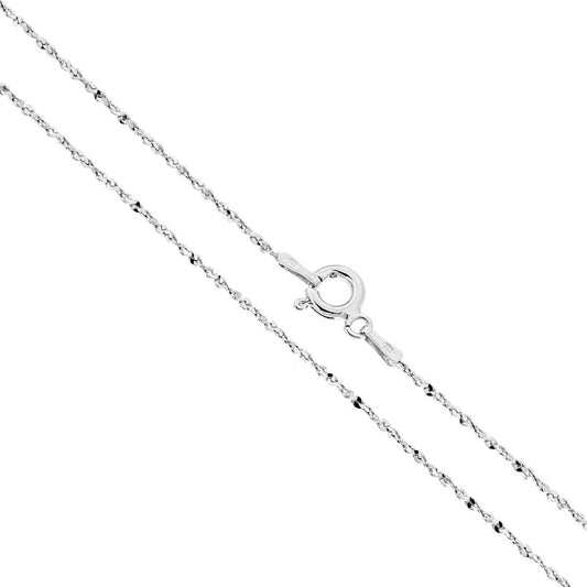 Diamantierte Serpentin-Kette, gedreht, Querschnitt 1,2 mm, Länge 40 cm, in Silber 925, rhodiniert galvanisch - MeinSchmuckShop