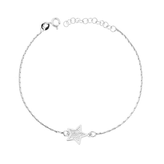 Cardano-Kettenarmband mit Stern-Fingerabdrücken aus 925er Silber, rhodiniert. - MeinSchmuckShop