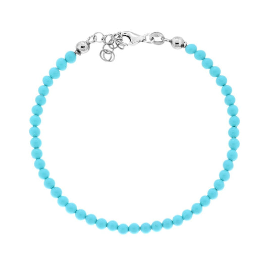 Armband aus Perlendraht, 3 mm, Farbe Türkis, Silber 925, rhodiniert (galvanisch) - MeinSchmuckShop