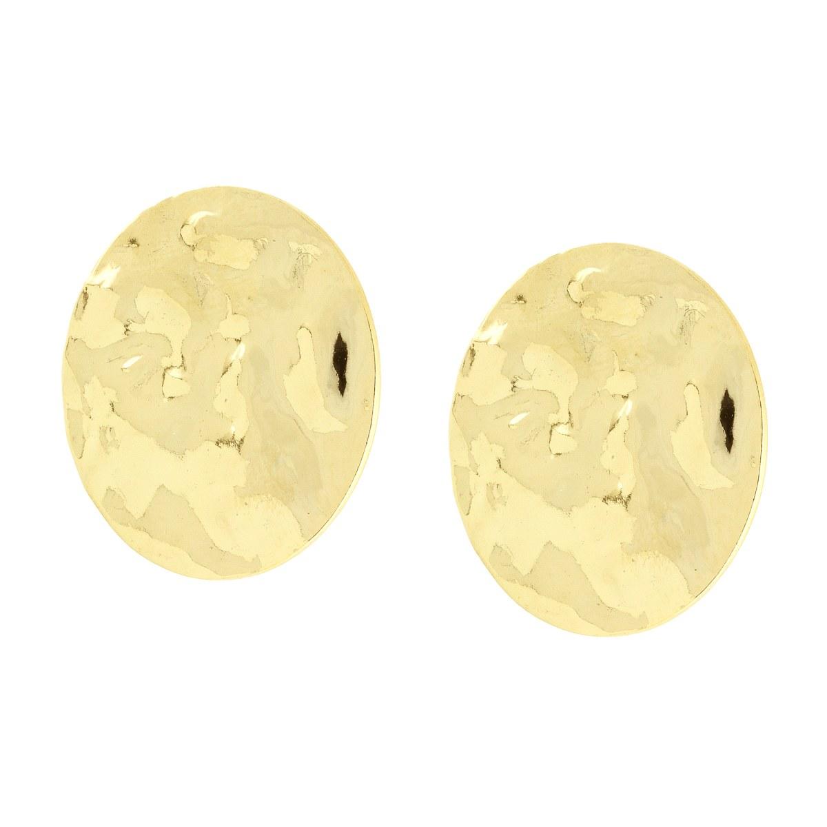 Runde, gehämmerte Plattenohrringe aus Sterlingsilber 925, goldgalvanisiert. - MeinSchmuckShop