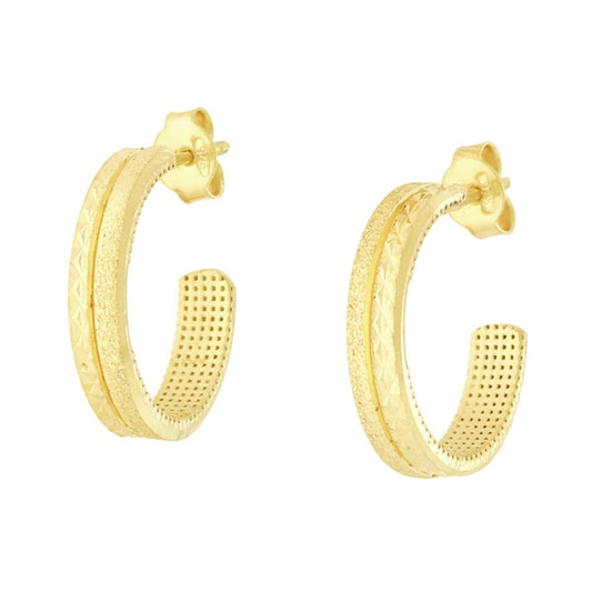 Ohrringe Ringband 18 mm diamantiert aus Silber 925, goldgalvanisiert. - MeinSchmuckShop
