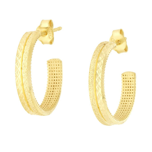 Ohrringe Kreisring Ø 20 mm, diamantiert, Silber 925, Gold galvanisiert - MeinSchmuckShop