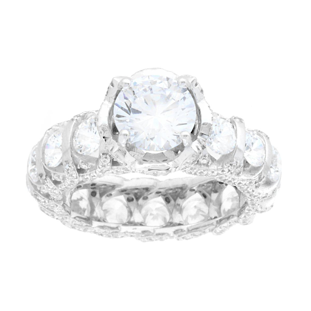 Solitärring mit weißem Cubic Zirconia, Eternity-Modell, aus 925er Silber, rhodiniert galvanisch - MeinSchmuckShop