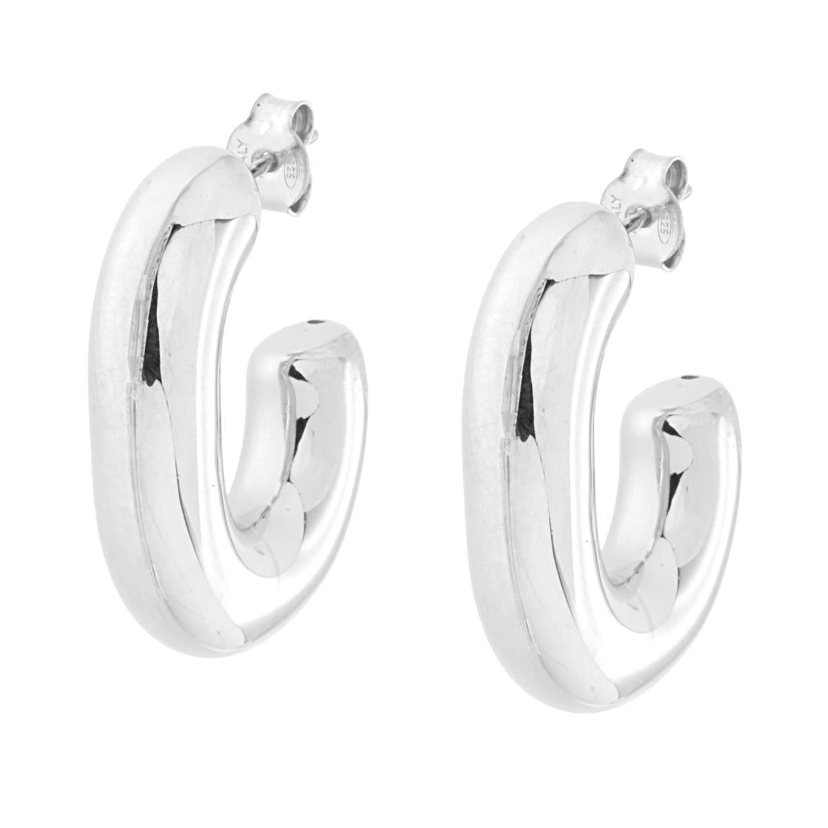 Ohrhänger in oval bombierter Ringform aus Silber 925, rhodiumbeschichtet - MeinSchmuckShop