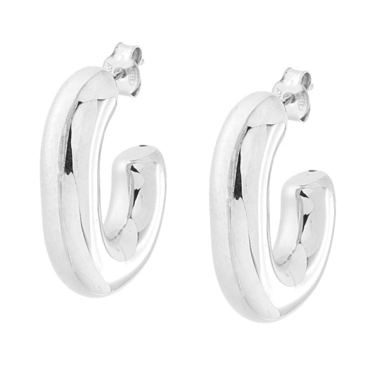 Ohrhänger in oval bombierter Ringform aus Silber 925, rhodiumbeschichtet - MeinSchmuckShop