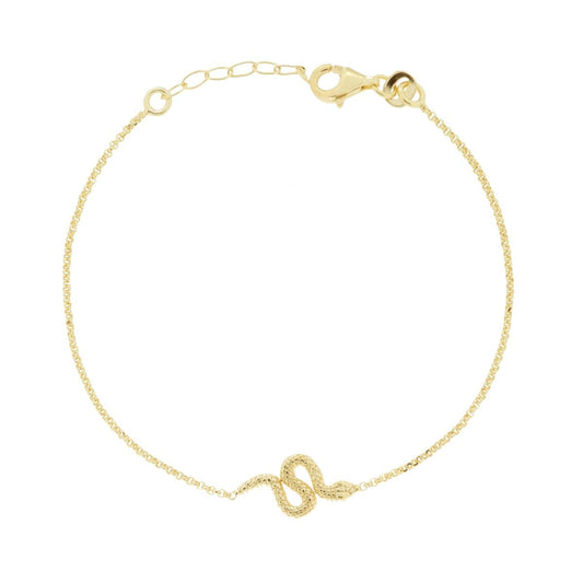 Diamantiertes Rolo-Kettenarmband mit Schlangen-Gliederkette aus Silber 925, Goldplattiert - MeinSchmuckShop