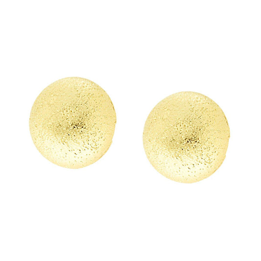 Ohrringe Halbkugel gebürstet diamantiert Durchmesser 12 mm aus Silber 925 Gold galvanisiert - MeinSchmuckShop