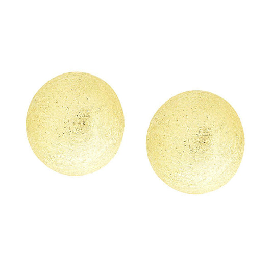 Ohrringe Halbkuppel gebürstet diamantiert, 16 mm, aus Silber 925, galvanisch vergoldet - MeinSchmuckShop