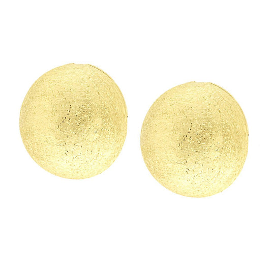 Ohrstecker Halbkugeln, gebürstet, diamantiert, 20 mm, Silber 925, goldgalvanisiert. - MeinSchmuckShop