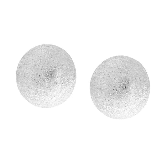 Ohrringe Halbkugelförmig, gebürstet, diamantiert, 16 mm, Silber 925, rhodiniert galvanisch - MeinSchmuckShop