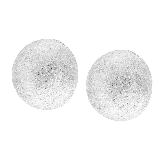 Ohrstecker Halbkugelförmig gebürstet, mit Diamanten besetzt, 20 mm, aus Silber 925, Rhodium-beschichtet - MeinSchmuckShop
