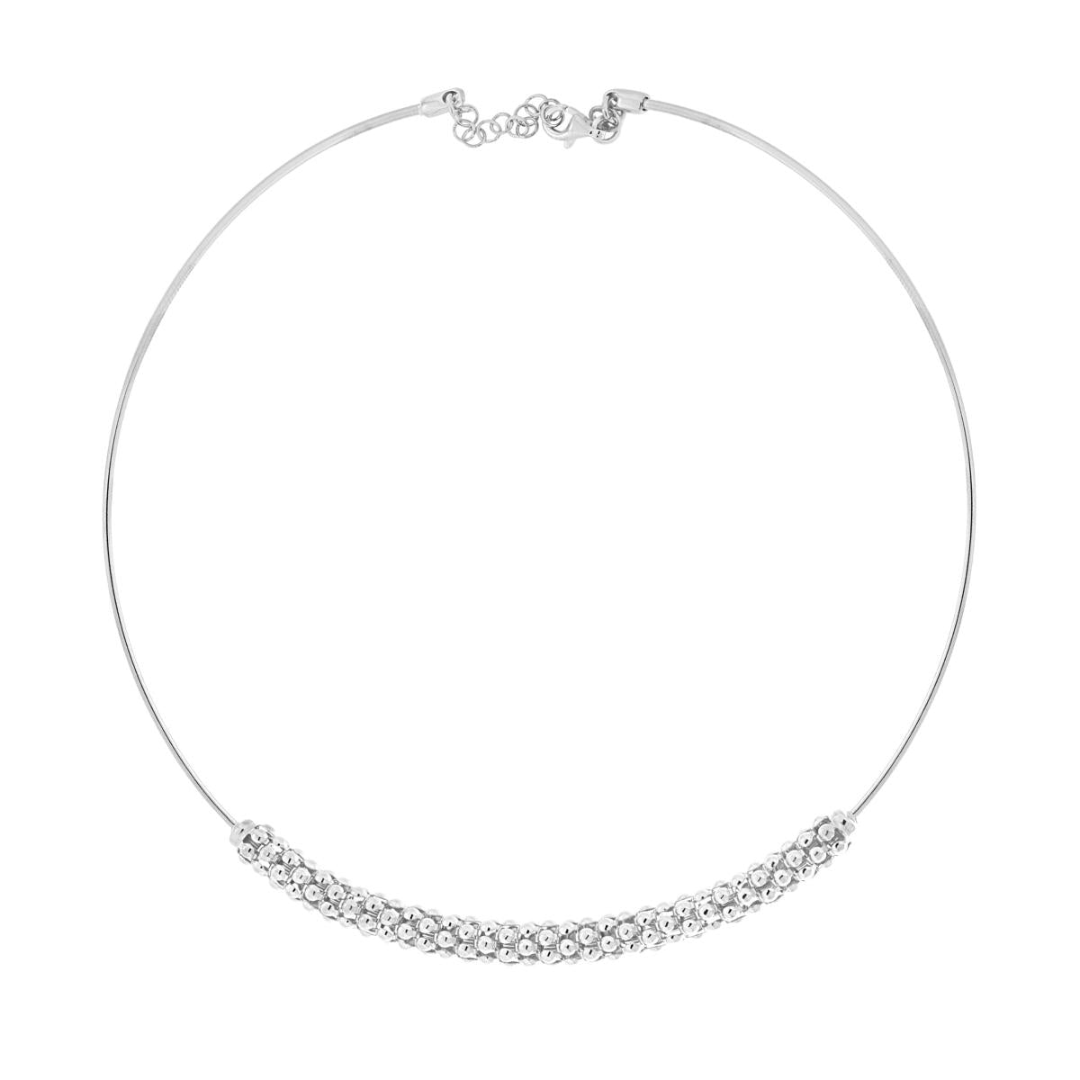 Starre Halskette, Filo 1,5 mm, mit Einsatz in koreanischer Kette aus 925er Silber, rhodiniert. - MeinSchmuckShop