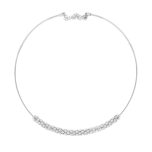 Starre Halskette, Filo 1,5 mm, mit Einsatz in koreanischer Kette aus 925er Silber, rhodiniert. - MeinSchmuckShop