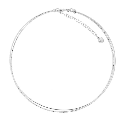 Dreifädige diamantierte Kette mit Herzchenanhänger aus Silber 925, rhodiobeschichtet - MeinSchmuckShop