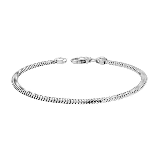 Armband mit flacher Mäusezahnkette aus 925er Silber, galvanisch rhodiniert - MeinSchmuckShop