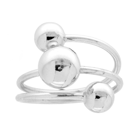 Mehrreihiger Ring mit glänzenden Kugeln aus 925er Silber, rhodiniert. - MeinSchmuckShop