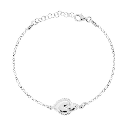 Armband mit Rolo-Kette, diamantierte Herz-Votiv-Anhänger, aus Silber 925, rhodiniert - MeinSchmuckShop