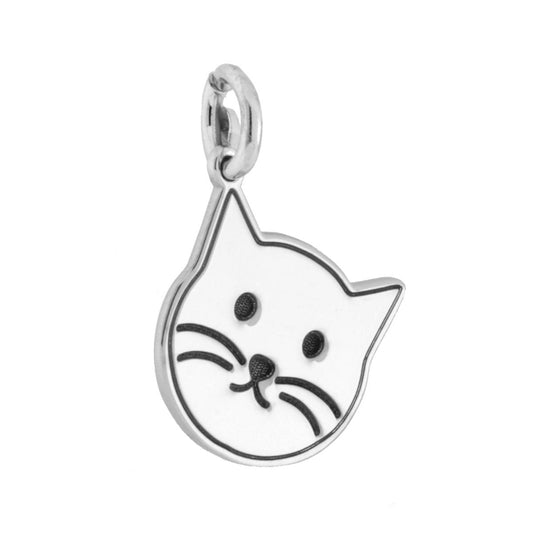 Anhänger Plättchen Katzenkopf aus Silber 925, rhodiniert - MeinSchmuckShop
