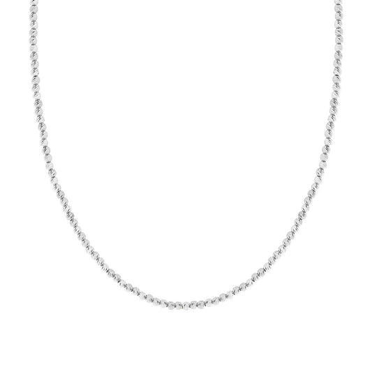 Kette mit 3 mm diamantierten Kugeln aus Silber 925, rhodiniert. - MeinSchmuckShop