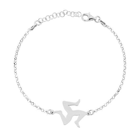Rolo-Kettenarmband, diamantiert, mit Trinacria, 18 mm, Silber 925, rhodiniert galvanisch - MeinSchmuckShop