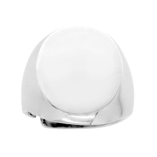Chevalier-Ring mit ovalem, glatten Schild zur Gravur aus 925er Silber rhodiniert - MeinSchmuckShop