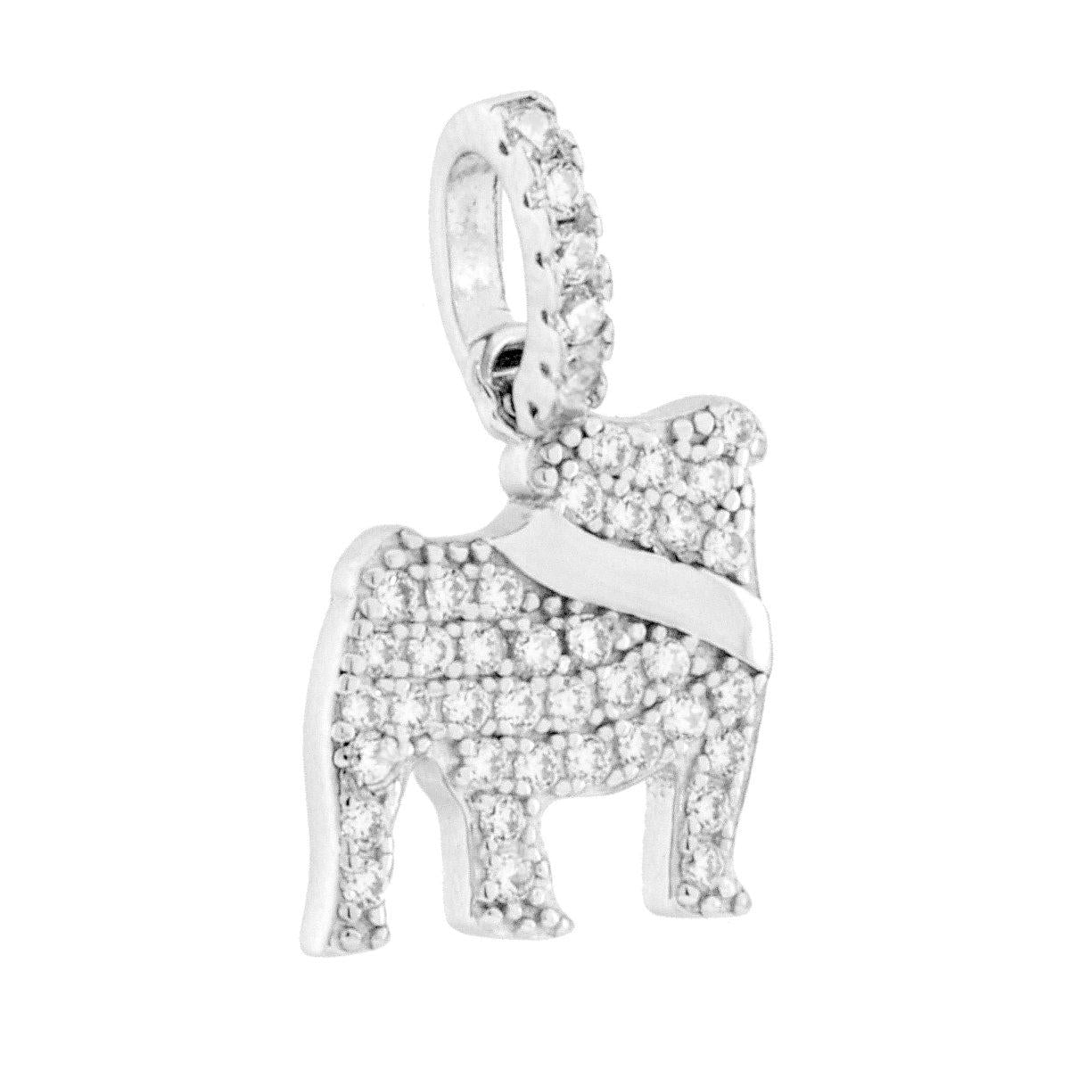 Hundehänger mit weißen Cubic Zirconia, aus 925er Silber, rhodiniert. - MeinSchmuckShop
