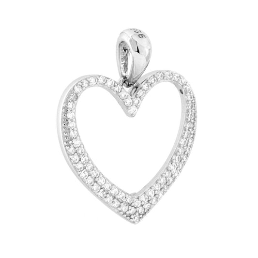 Herzanhänger mit weißen Cubic-Zirconia, Silber 925, rhodiniert - MeinSchmuckShop