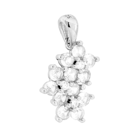 Blumenanhänger mit weißen Zirkonien im 925er Silber, rhodiniert - MeinSchmuckShop