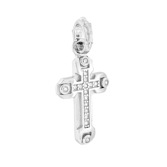 Kreuzanhänger mit weißen Cubic-Zirkonien aus 925er Silber, rhodiniert - MeinSchmuckShop