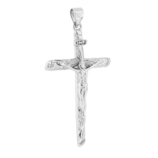 Kreuzanhänger mit Christus aus 925er Silber, galvanisch rhodiniert - MeinSchmuckShop