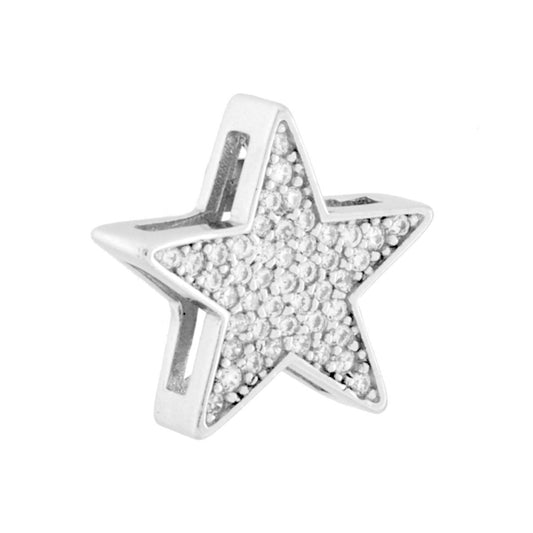 Sternanhänger mit weißen Cubic Zirconia aus 925er Silber, rhodiniert galvanisch - MeinSchmuckShop