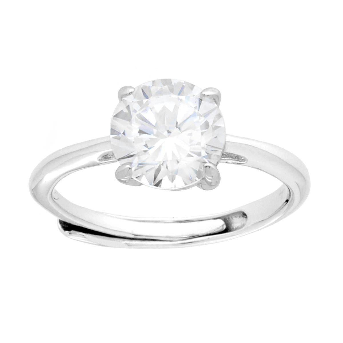 Solitärring mit weißem Cubic Zirconia, Größe 8 mm, Silber 925, rhodiniert (galvanisch) - MeinSchmuckShop