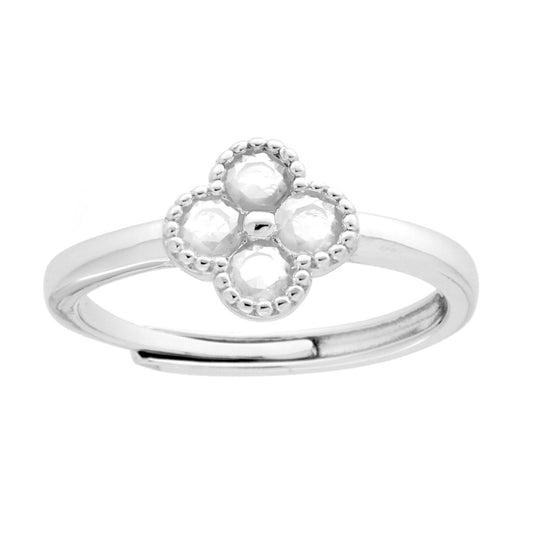 Ring mit Blume und weißen Cubic Zirconia aus Silber 925, rhodiniert (galvanisch). - MeinSchmuckShop