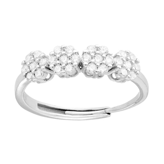 Veretta-Ring mit Blumen, mit weißen Cubic Zirconia, aus 925er Silber, rhodiniert - MeinSchmuckShop