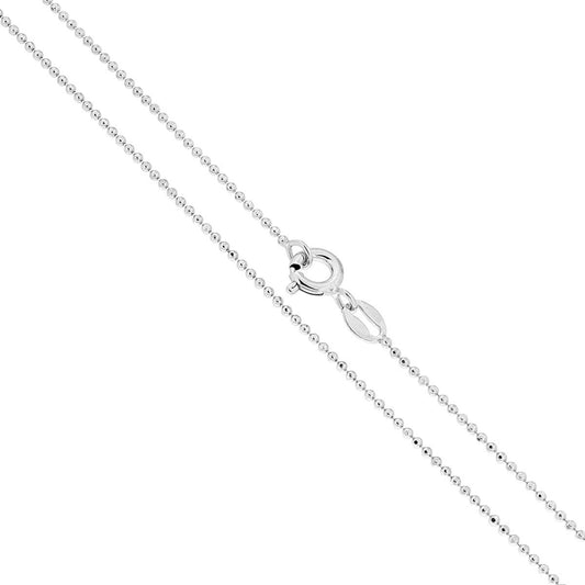 Diamantierte Kugelkette, 120 Glieder, Kugeldurchmesser 1,2 mm, Länge 50 cm, Silber 925, galvanisch rhodiniert - MeinSchmuckShop