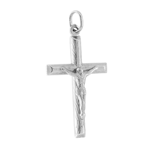 Anhänger Lateinisches Kreuz mit Jesus Christus aus Silber 925 galvanisch rhodiniert. - MeinSchmuckShop