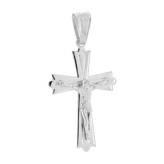 Kreuzanhänger Lateinisches Kreuz mit Jesus Christus, 925er Silber, galvanisch rhodiniert. - MeinSchmuckShop