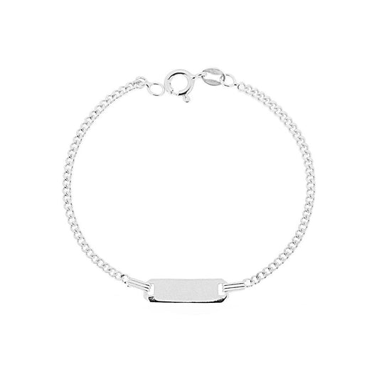 Armband für Jungen und Mädchen, rechteckige Plakette, mit Kette, diamantierte Oberfläche, aus 925er Silber. - MeinSchmuckShop