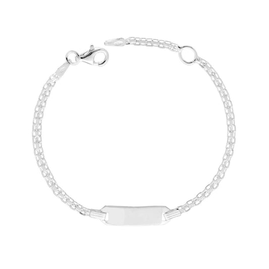 Armband mit rechteckiger Plakette für Jungen und Mädchen, mit Bismark-Kette, aus Silber 925 - MeinSchmuckShop
