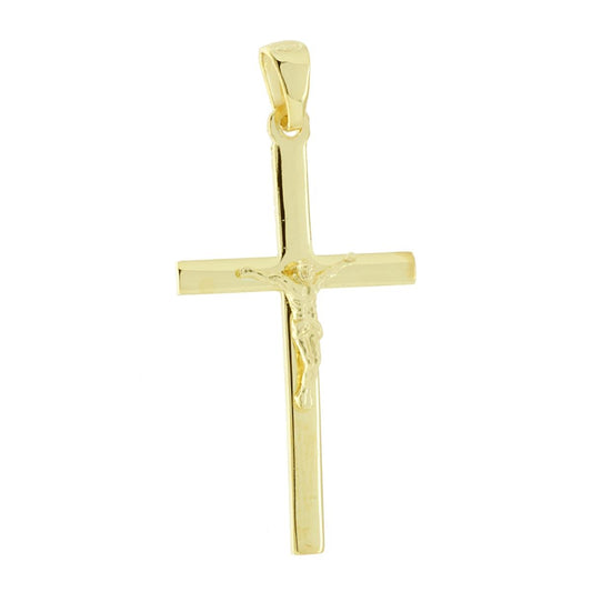 Lateinisches Kreuzanhänger mit Christus, 925er Silber, galvanisch vergoldet - MeinSchmuckShop