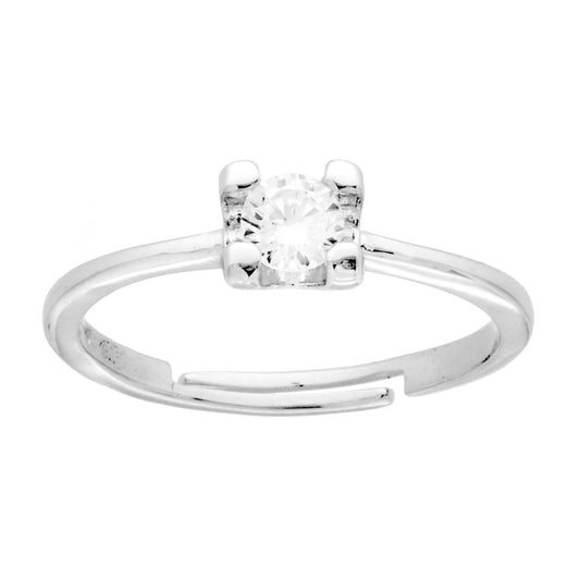 Solitärring mit weißem Cubic Zirconia, 4 mm, Silber 925, rhodiniert - MeinSchmuckShop