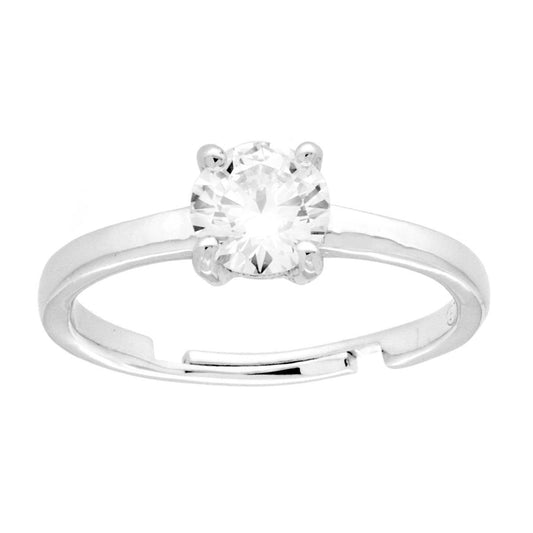 Solitärring mit weißem Cubic Zirconia, Größe 6, in 925er Silber, rhodium-beschichtet - MeinSchmuckShop